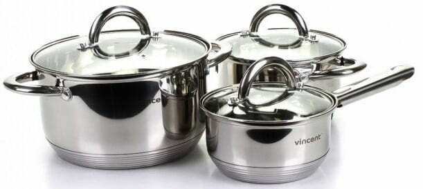 Набор нержавеющей посуды Vincent с крышкой VC-3028 купить недорого онлайн