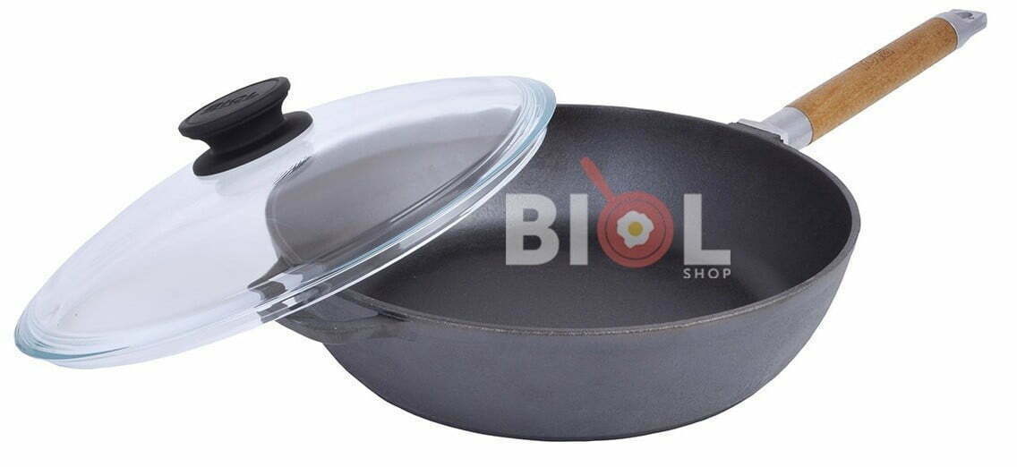 Глубокая сковорода Биол чугунная с крышкой и съемной ручкой купить онлайн