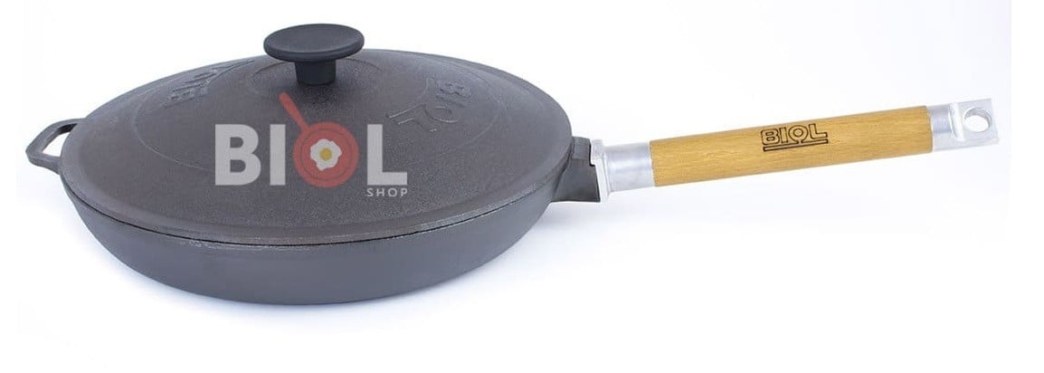 Чугунная сковорода низкая Биол со съемной ручкой и крышкой 26 см купить онлайн