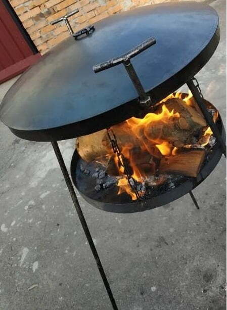 Сковорода с подставкой для огня из диска 50 см с цельными ножками купить недорого онлайн