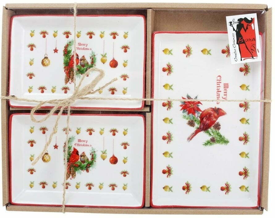 Набор BonaDi из 3 шт фарфоровых тарелочек Merry Christmas 283-109 купить в Днепре